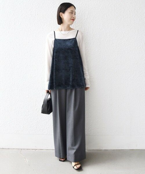 SHIPS / シップス キャミソール・チューブトップ | 〈手洗い可能〉スノー クラッシュ ポリエステル ベロア サイド スリット キャミ | 詳細22