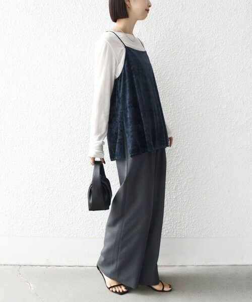 SHIPS / シップス キャミソール・チューブトップ | 〈手洗い可能〉スノー クラッシュ ポリエステル ベロア サイド スリット キャミ | 詳細25