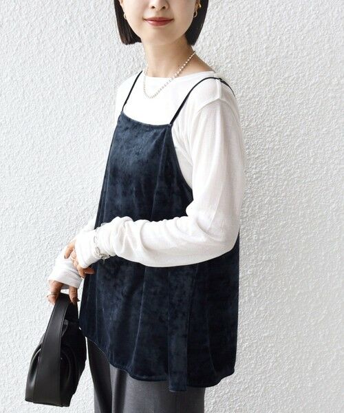 SHIPS / シップス キャミソール・チューブトップ | 〈手洗い可能〉スノー クラッシュ ポリエステル ベロア サイド スリット キャミ | 詳細26