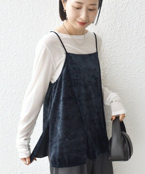 SHIPS / シップス キャミソール・チューブトップ | 〈手洗い可能〉スノー クラッシュ ポリエステル ベロア サイド スリット キャミ | 詳細28