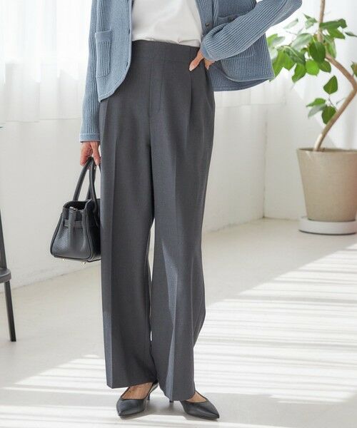 SHIPS for women/シップスウィメン 《一部追加予約》〈手洗い可能〉メルティ ウォーム タック ワイド パンツ チャコールグレー 36