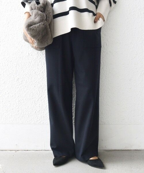 SHIPS / シップス その他パンツ | 〈手洗い可能〉両面起毛 ポケット デザイン ドロスト パンツ(ネイビー)
