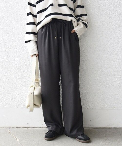 SHIPS for women/シップスウィメン 《予約》〈手洗い可能〉サテン ドロスト パンツ ダークグレー ONE SIZE SHIPS for women/シップスウィメン 《予約》〈手洗い可能〉サテン ドロスト パンツ ダークグレー ONE SIZE
