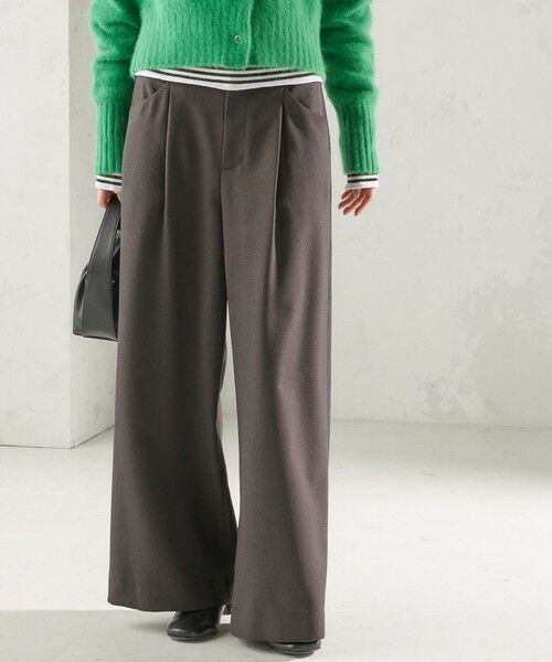 SHIPS / シップス その他パンツ | 〈洗濯機可能〉ウールライク ポケット デザイン ワイド パンツ(ダークグレー)