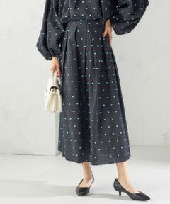 SHIPS / シップス ロング・マキシ丈スカート | 〈手洗い可能〉ポンポン ジャカード タック フレア スカート