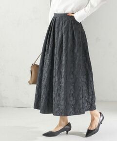 SHIPS / シップス ロング・マキシ丈スカート | 〈手洗い可能〉膨れ ジャカード タック フレア スカート