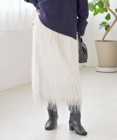 SHIPS / シップス ミニ・ひざ丈スカート | 〈手洗い可能〉フリンジ スカート