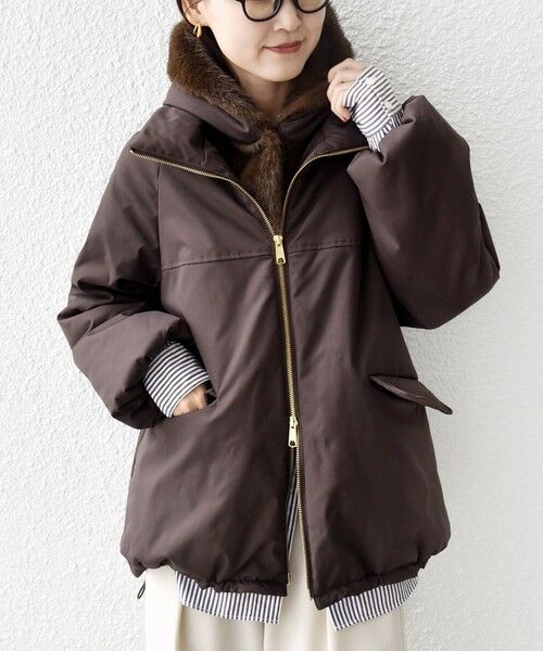 SHIPS / シップス ブルゾン | 【WEB限定】2WAY フェイクファー 中綿 ブルゾン(ブラウン)