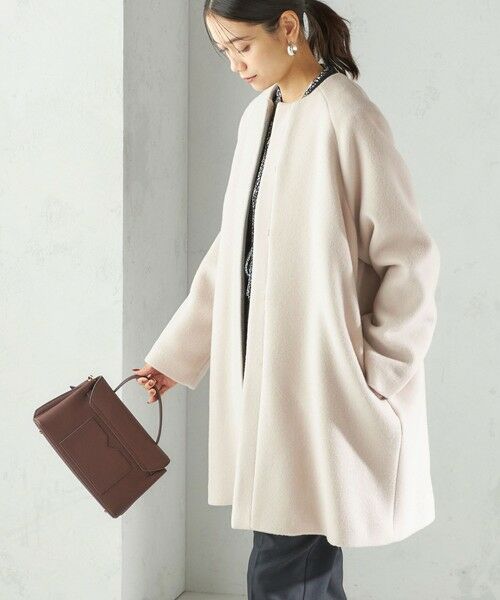 SHIPS for women/シップスウィメン 《予約》Pure SUPER100 ノーカラー コート ベージュ系 36 SHIPS for women/シップスウィメン 《予約》Pure SUPER100 ノーカラー コート ベージュ系 36