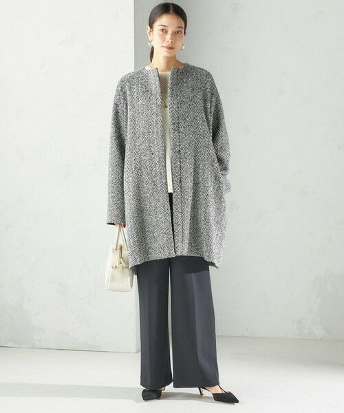 SHIPS / シップス その他アウター | スパンコール ヘリンボーン ノーカラー コート | 詳細1