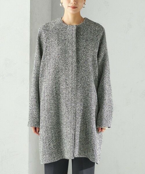 SHIPS / シップス その他アウター | スパンコール ヘリンボーン ノーカラー コート | 詳細16