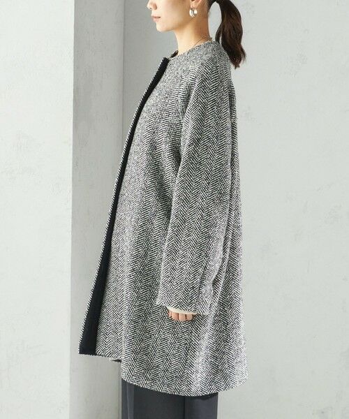 SHIPS / シップス その他アウター | スパンコール ヘリンボーン ノーカラー コート | 詳細17