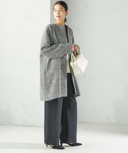 SHIPS / シップス その他アウター | スパンコール ヘリンボーン ノーカラー コート | 詳細2