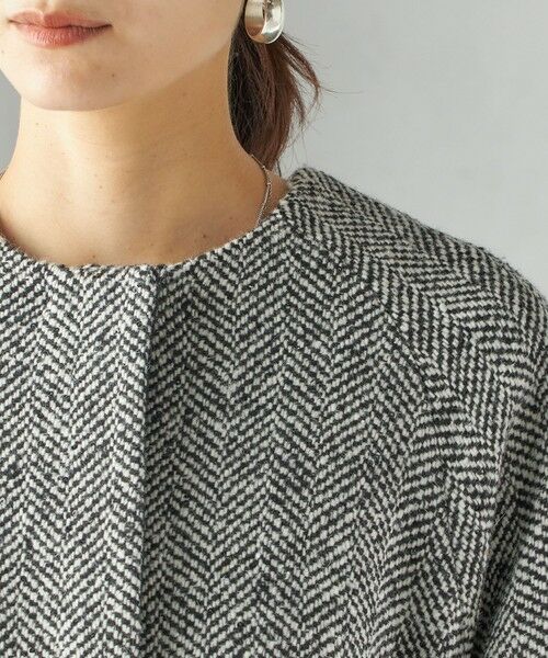 SHIPS / シップス その他アウター | スパンコール ヘリンボーン ノーカラー コート | 詳細21