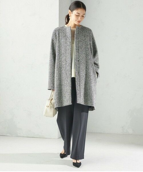 SHIPS / シップス その他アウター | スパンコール ヘリンボーン ノーカラー コート | 詳細3