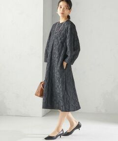 SHIPS / シップス ロング・マキシ丈ワンピース | 〈手洗い可能〉膨れ ジャカード バックタイ フレア ワンピース