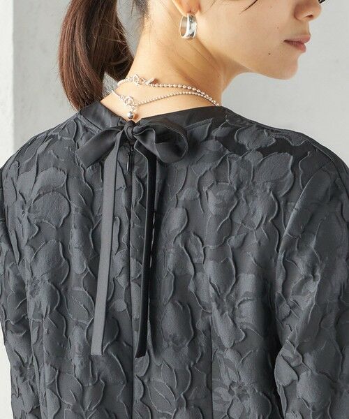 SHIPS / シップス ロング・マキシ丈ワンピース | 〈手洗い可能〉膨れ ジャカード バックタイ フレア ワンピース | 詳細4