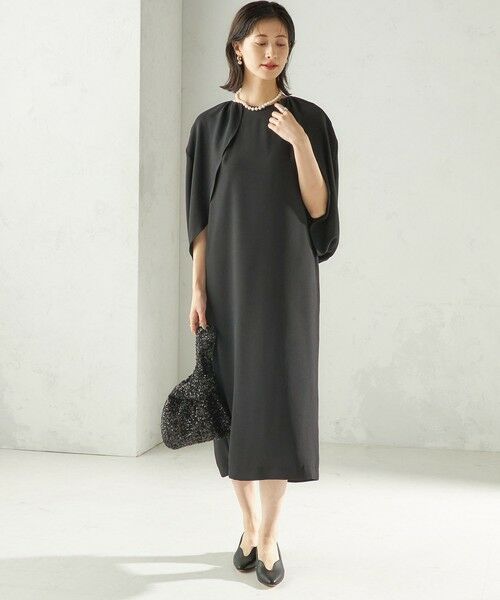 SHIPS / シップス ロング・マキシ丈ワンピース | troisiemeCHACO:〈手洗い可能〉ジョーゼット ケープ ワンピース（セレモニー対応可） | 詳細1