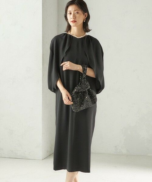 SHIPS / シップス ロング・マキシ丈ワンピース | troisiemeCHACO:〈手洗い可能〉ジョーゼット ケープ ワンピース（セレモニー対応可） | 詳細5