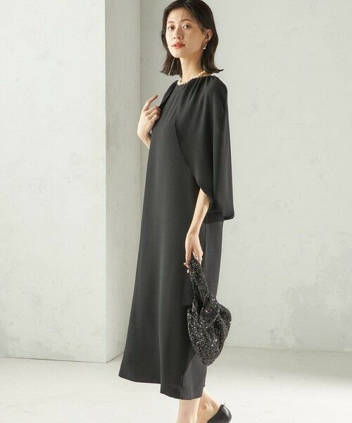 SHIPS / シップス ロング・マキシ丈ワンピース | troisiemeCHACO:〈手洗い可能〉ジョーゼット ケープ ワンピース（セレモニー対応可） | 詳細6