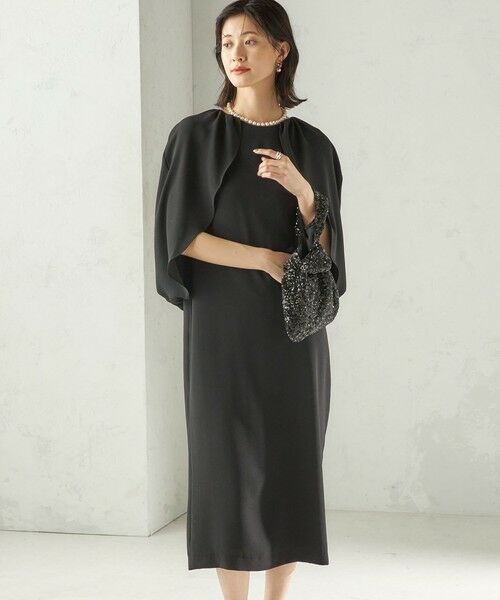 SHIPS / シップス ロング・マキシ丈ワンピース | troisiemeCHACO:〈手洗い可能〉ジョーゼット ケープ ワンピース（セレモニー対応可） | 詳細7