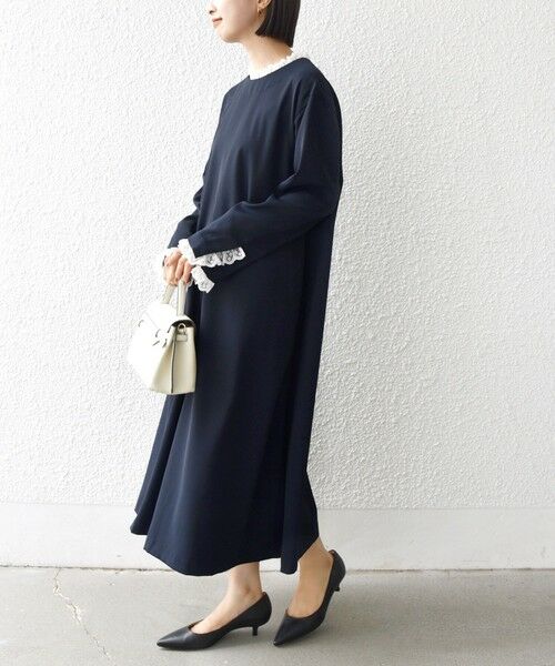 SHIPS / シップス ロング・マキシ丈ワンピース | 【SHIPS別注】troisiemeCHACO:〈手洗い可能〉フリル レース ワンピース（セレモニー対応可） | 詳細10