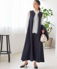 SHIPS / シップス ロング・マキシ丈ワンピース | little black: リュクス エア ノースリーブ フレア ロング ワンピース（セレモニー対応可）