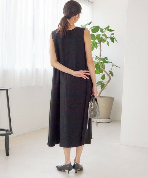 SHIPS / シップス ロング・マキシ丈ワンピース | little black: リュクス エア ノースリーブ フレア ロング ワンピース（セレモニー対応可） | 詳細3