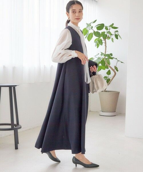 SHIPS / シップス ロング・マキシ丈ワンピース | little black: リュクス エア ノースリーブ フレア ロング ワンピース（セレモニー対応可） | 詳細11