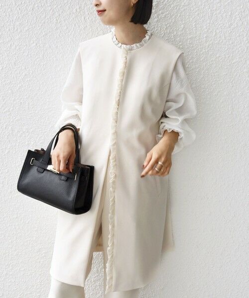 SHIPS for women/シップスウィメン 【SHIPS別注】kaene:〈洗濯機可能〉ダンボール フリル ロング ジレ(セレモニー対応可) ナチュラル ONE SIZE