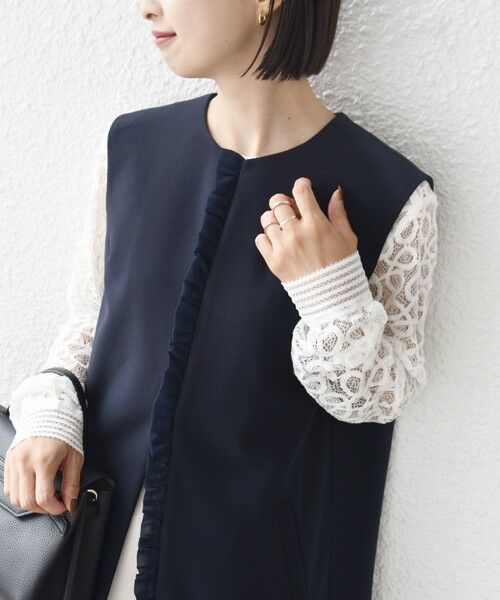 SHIPS / シップス ベスト | 【SHIPS別注】kaene:〈洗濯機可能〉ダンボール フリル ロング ジレ（セレモニー対応可） | 詳細14