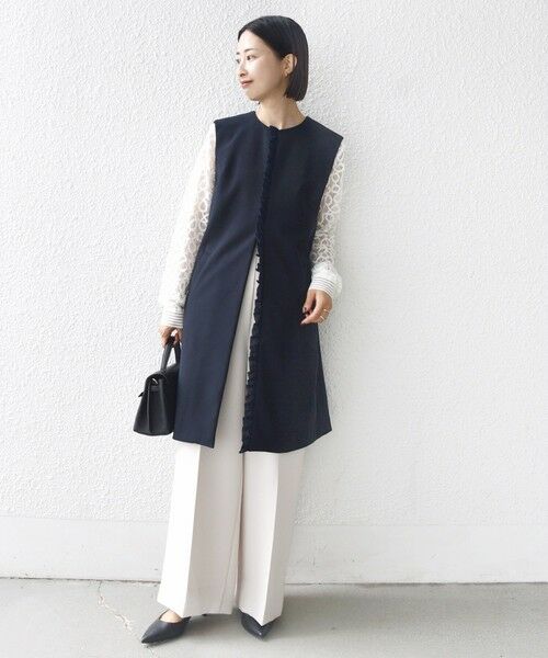 SHIPS / シップス ベスト | 【SHIPS別注】kaene:〈洗濯機可能〉ダンボール フリル ロング ジレ（セレモニー対応可） | 詳細15