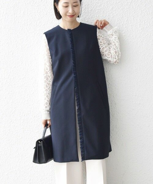 SHIPS / シップス ベスト | 【SHIPS別注】kaene:〈洗濯機可能〉ダンボール フリル ロング ジレ（セレモニー対応可） | 詳細10