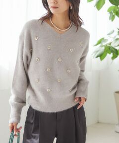 SHIPS / シップス ニット・セーター | 〈手洗い可能〉フォックス ビジュー Vネック ニット