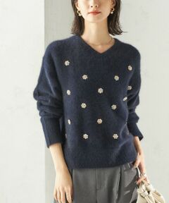 SHIPS / シップス ニット・セーター | 〈手洗い可能〉フォックス ビジュー Vネック ニット