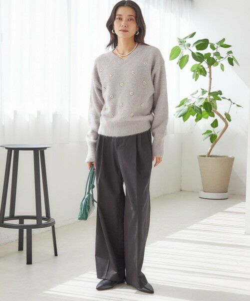 SHIPS / シップス ニット・セーター | 〈手洗い可能〉フォックス ビジュー Vネック ニット | 詳細1