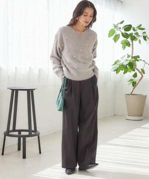 SHIPS / シップス ニット・セーター | 〈手洗い可能〉フォックス ビジュー Vネック ニット | 詳細2