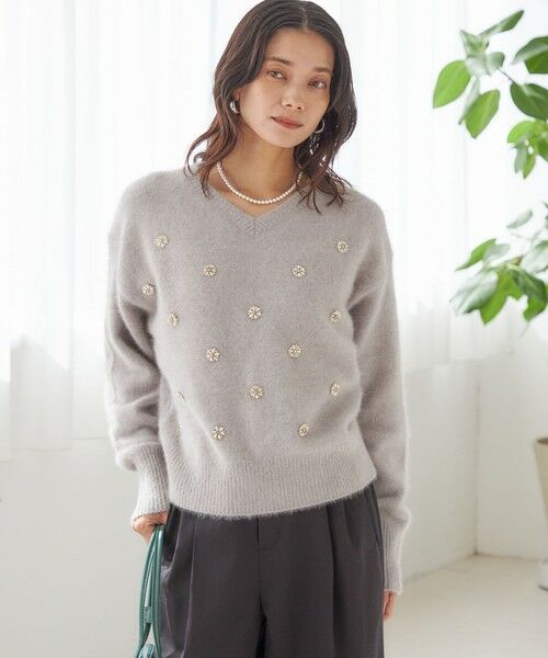 SHIPS / シップス ニット・セーター | 〈手洗い可能〉フォックス ビジュー Vネック ニット | 詳細4