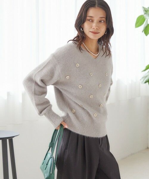 SHIPS / シップス ニット・セーター | 〈手洗い可能〉フォックス ビジュー Vネック ニット | 詳細7