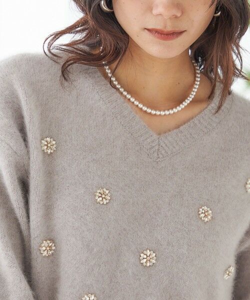 SHIPS / シップス ニット・セーター | 〈手洗い可能〉フォックス ビジュー Vネック ニット | 詳細8