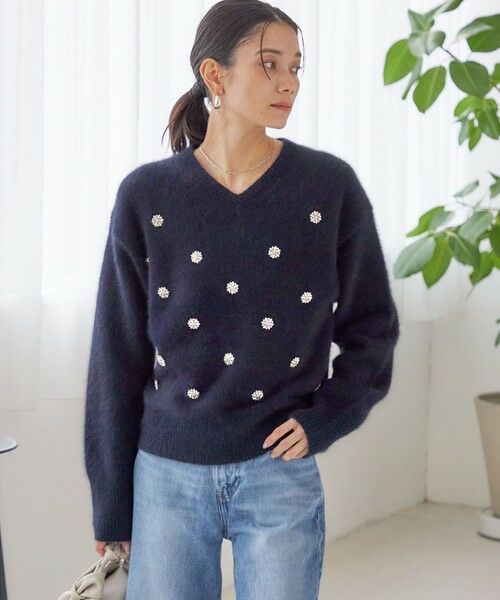 SHIPS / シップス ニット・セーター | 〈手洗い可能〉フォックス ビジュー Vネック ニット | 詳細29