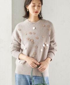 SHIPS / シップス ニット・セーター | 〈手洗い可能〉フォックス スパンコール クルーネック ニット