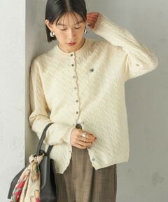 SHIPS / シップス カーディガン・ボレロ | カシミヤ 細 ケーブル クルーネック カーディガン