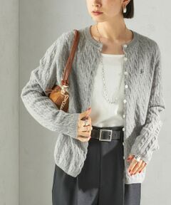 SHIPS / シップス カーディガン・ボレロ | カシミヤ 細 ケーブル クルーネック カーディガン