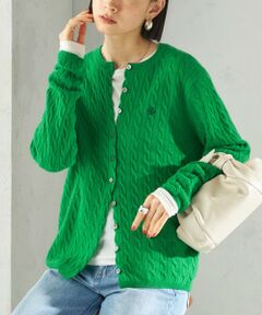 SHIPS / シップス カーディガン・ボレロ | カシミヤ 細 ケーブル クルーネック カーディガン