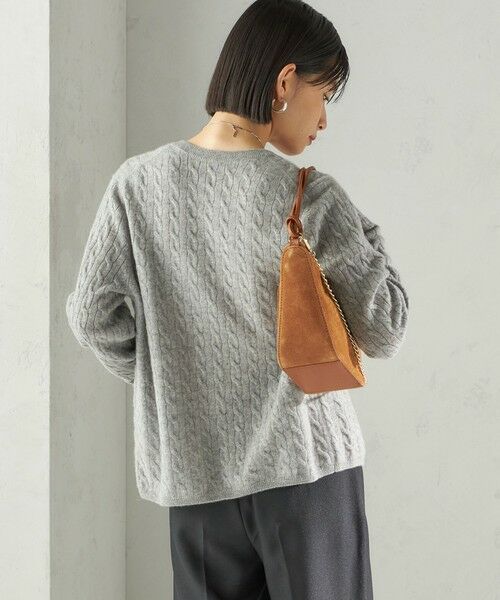 SHIPS / シップス カーディガン・ボレロ | カシミヤ 細 ケーブル クルーネック カーディガン | 詳細20