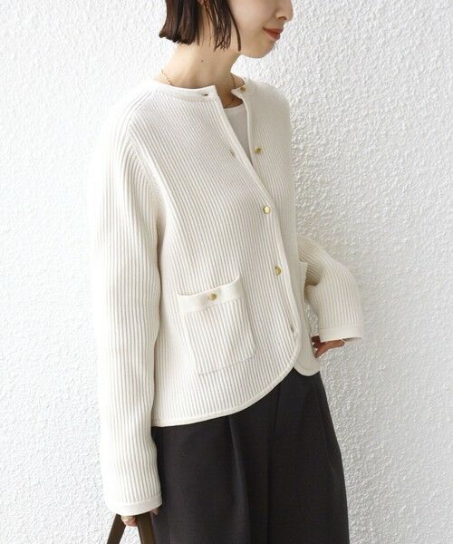 SHIPS / シップス カーディガン・ボレロ | 〈手洗い可能〉モール リブ クルーネック カーディガン | 詳細15