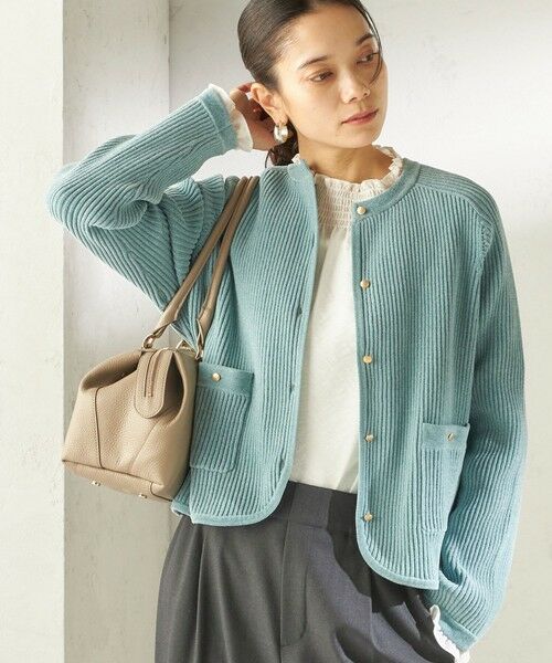 SHIPS / シップス カーディガン・ボレロ | 〈手洗い可能〉モール リブ クルーネック カーディガン（ライトブルー）