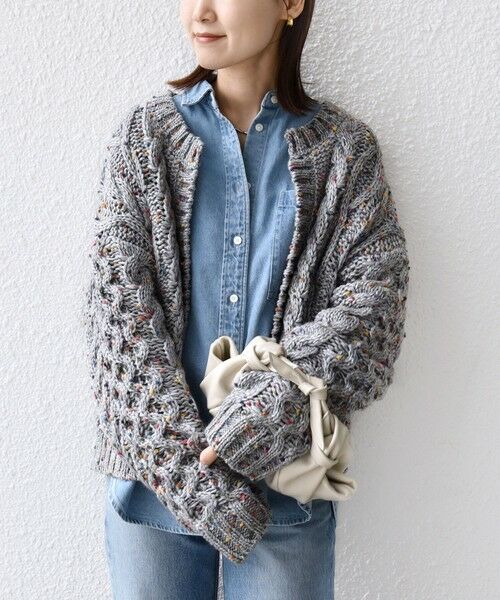 SHIPS / シップス カーディガン・ボレロ | 【WEB限定】〈手洗い可能〉ネップヤーン ケーブル ニット カーディガン | 詳細19