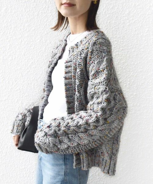 SHIPS / シップス カーディガン・ボレロ | 【WEB限定】〈手洗い可能〉ネップヤーン ケーブル ニット カーディガン | 詳細28